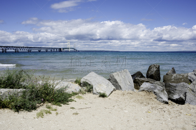 密歇根,海滩,北,水,湖岸,水平画幅,岩石,无人,蓝色,夏天
