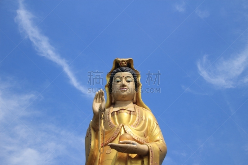 阴阳符,雕像,观音菩萨,四臂观音,部分,禅宗,古典式,女神,天空,雕塑