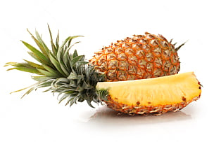 菠萝,横截面,切片食物,多汁的,白色背景,种子,水平画幅,水果,无人,甜点心