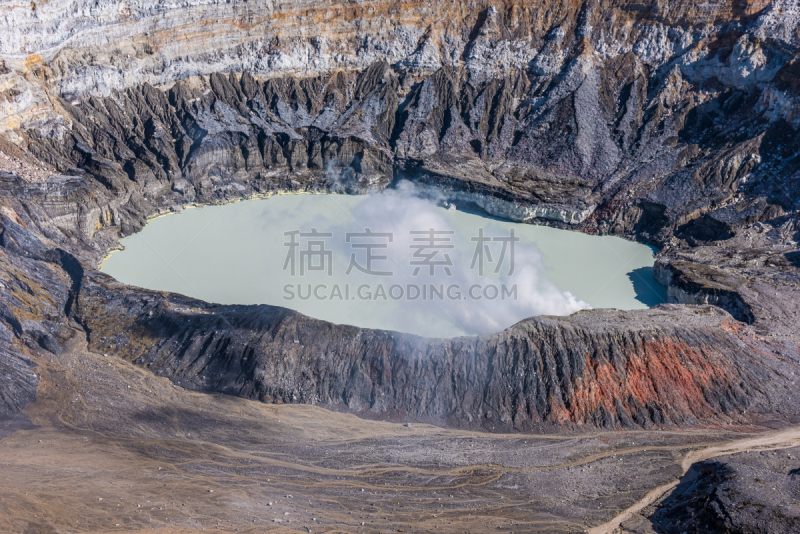 波阿斯火山,哥斯达黎加,火山,喷气孔,陨石坑,热带音乐,水,天空,透过窗户往外看,美洲