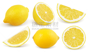 柠檬,白色背景,分离着色,切片食物,多汁的,大量物体,柠檬水,部分,一个物体,维生素