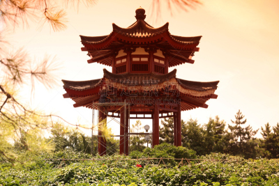 西安,亭台楼阁,宝塔,房屋,大雁塔,水平画幅,无人,建筑外部,户外