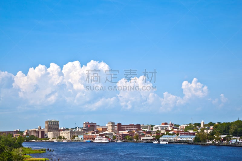 海港,风景,威明顿,古老的,天空,美国,客船,水平画幅,码头,无人