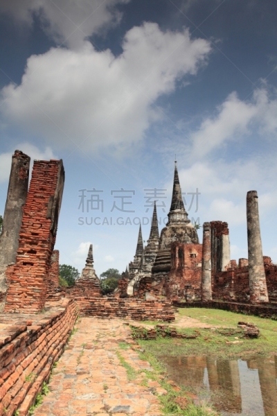 帕西桑波特寺院,泰国,大城,垂直画幅,地名,建筑,无人,古老的,佛教,亚洲