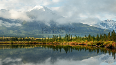 秋天,风景,太阳,早晨,班夫国家公园,维米里恩湖,汽车餐馆,班夫,云景,云