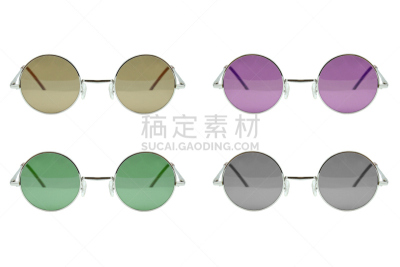 太阳镜,白色背景,分离着色,圆形,飞行员,古老的,古典式,夏天,眼镜,现代