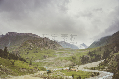 云,山,风景,天山山脉,水,天空,美,水平画幅,枝繁叶茂,早晨