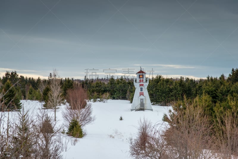 爱德华王子岛,灯塔楼,阿莫司特,要塞,自然,水平画幅,建筑,雪,无人,蓝色