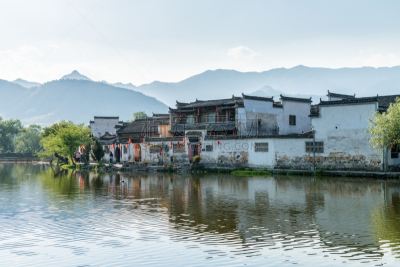 乡村,中国,远古的,地形,安徽省,东,水,天空,水平画幅,建筑