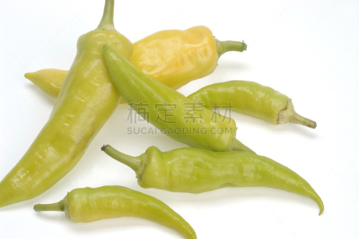 hungarian wax辣椒,水平画幅,绿色,无人,成分,有机食品,白色背景,清新,背景分离,一个物体