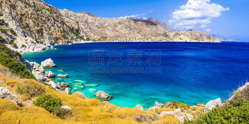 希腊,喀帕苏斯岛,自然美,水,天空,水平画幅,无人,多德卡尼斯群岛,夏天,户外