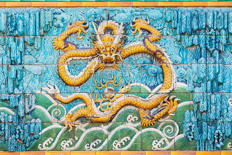 九龙壁,故宫,中国,北京,灵性,水平画幅,形状,墙,无人,表格