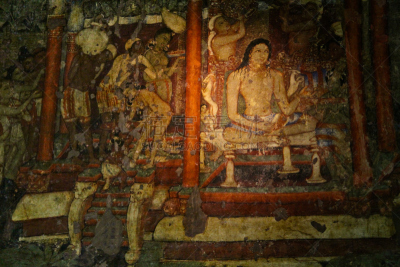 阿旃陀,壁画,绘画作品,洞穴,图画书,马哈拉施特拉邦,旅游目的地,水平画幅,无人,过去