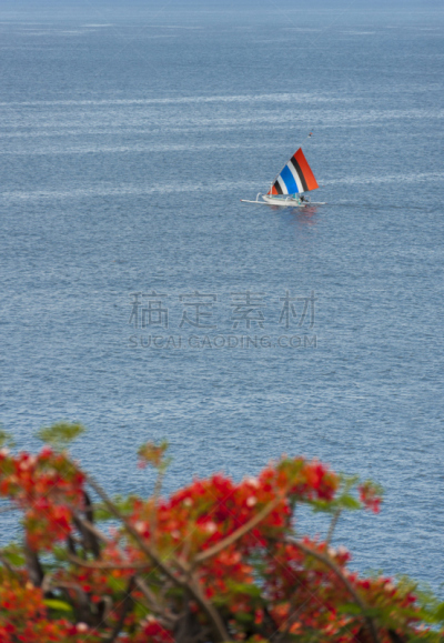 巴厘岛,渔船,龙目海峡,桨叉架船,渔业,垂直画幅,水,天空,早晨,户外