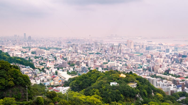 都市风景,神户,日本,天空,水平画幅,无人,海港,六甲山,户外,滨水