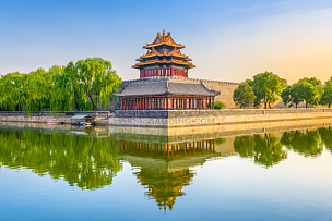 故宫,北京,水平画幅,夜晚,早晨,禁止的,旅行者,户外,大门,要塞