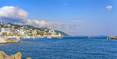 热海,相模湾,都市风景,自然,水平画幅,建筑,无人,蓝色,日本,夏天
