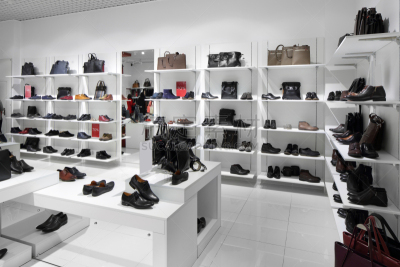 现代,购物中心,室内,鞋店,服装店,零售展示,新的,水平画幅,商店,家具