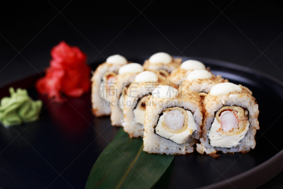 螃蟹,蛋卷,奶油干酪,传统,寿司,清新,寿司卷,华贵,日本食品,食品
