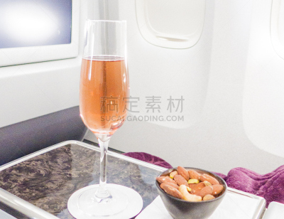 头等舱,客舱,商务旅行,坚果,粉色,香槟,热,商务,旅途,航空器拍摄视角