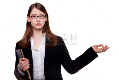 青年人,女人,影棚拍摄,做手势,特写,可爱的,留白,四肢,销售职位,套装