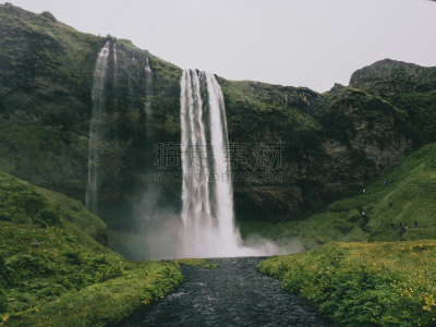非凡的,冰岛国,seljalandsfoss waterfall,地形,河流,水,美,水平画幅,瀑布,无人