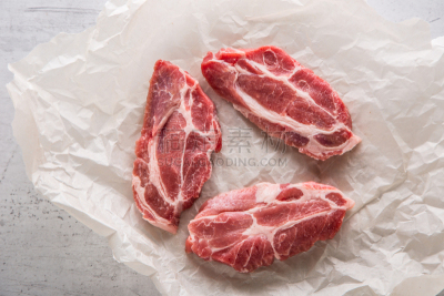 猪肉,背景,白色,水平画幅,排骨,生食,特写,肉,晚餐