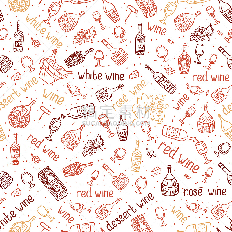 酒瓶,四方连续纹样,葡萄园,矢量,玻璃杯,甜酒,淡红葡萄酒,白葡萄酒,葡萄酒,葡萄酒厂