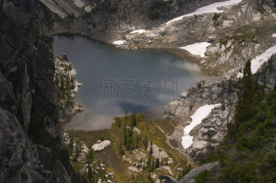 迷人之湖,北小瀑布国家公园,水平画幅,无人,户外,湖,徒步旅行,彩色图片,山,华盛顿州