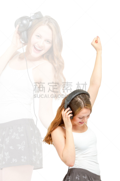 耳机,女性,乐趣,垂直画幅,美,绿色眼睛,美人,仅成年人,长发,口语词