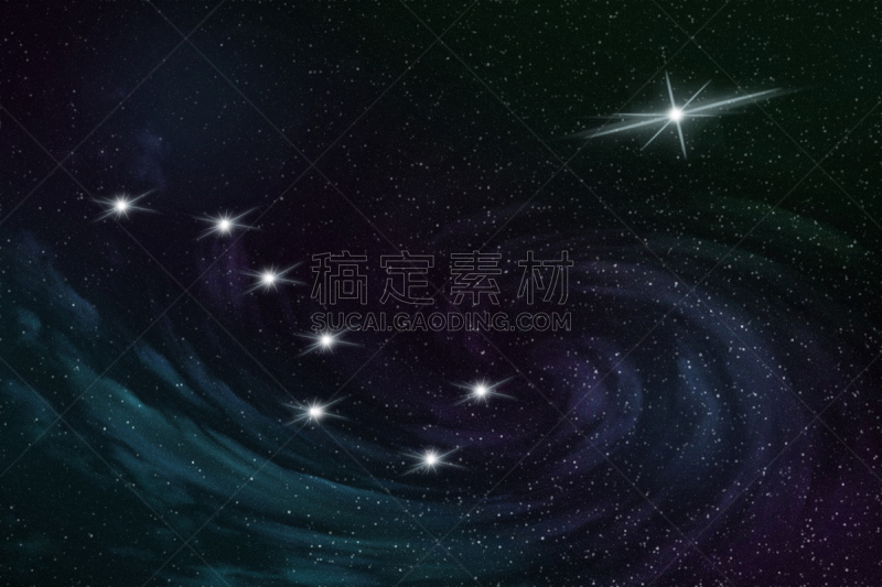 夜晚,绘画插图,星座,星系,大熊座,北极星,暗色,蓝色,空的,充满的