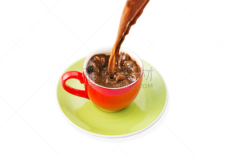 咖啡,烤咖啡豆,褐色,水平画幅,无人,茶碟,早晨,饮料,瓷器,清新