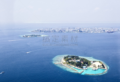 男性,天空,水平画幅,印度洋,无人,水平线,蓝色,马累,户外,房屋