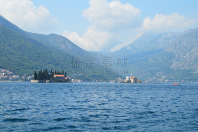 灵性,岛,科托尔湾,海湾,水,客船,东欧,夏天,海滩