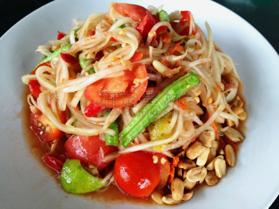 食品,木瓜,沙拉,青木瓜沙拉,水平画幅,无人,泰国食品,摄影