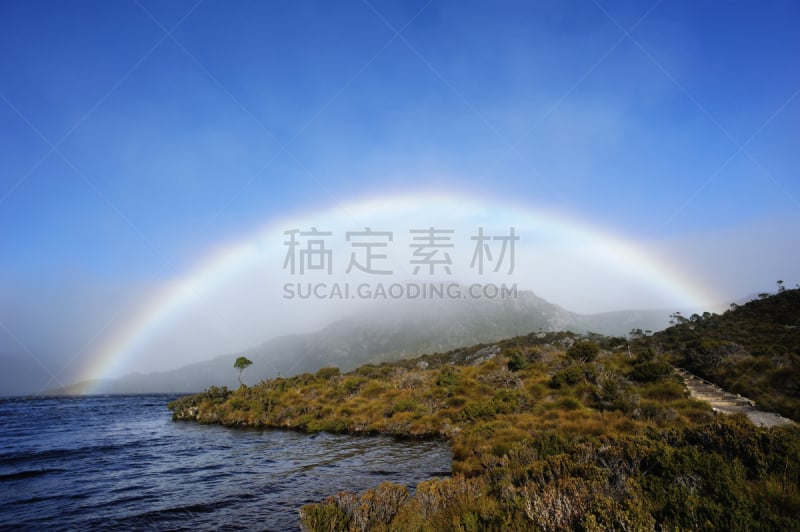 可瑞德山,多夫湖,冰原,塔斯马尼亚,水,天空,留白,夏天,湖,草