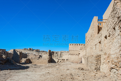 达禾赖绿洲,沙漠,埃及,利比亚沙漠,砖,拆毁的,2015年,户外,建筑,沙子