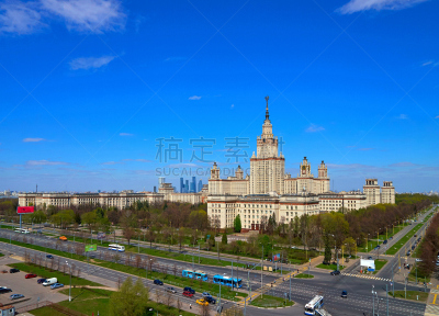 莫斯科,校园,大学,蓝色,春天,云,日光,在下面,mikhail lomonosov,州