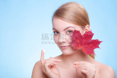 人的脸部,青年女人,女孩,秋分,毛细血管,抗衰老,青少年,留白,水平画幅,纯净