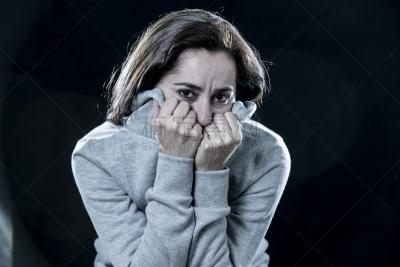 女人,概念,情感,拉丁文,黑色背景,青年人,底片,电子邮件,担心,害怕