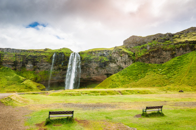seljalandsfoss waterfall,冰岛国,自然,悬崖,水平画幅,山,瀑布,无人,夏天,户外