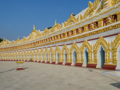 实皆省,缅甸,佛教,寺庙,丘陵地带,乌民松泽佛塔,曼德勒,天空,艺术,水平画幅