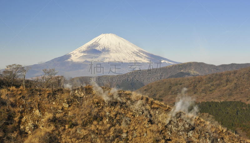 富士山,富士箱根伊豆国立公园,硫磺,水平画幅,日本,户外,火山,静冈县,本州,蒸汽