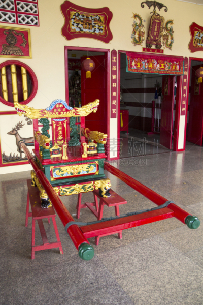轿子,中国,道教,垂直画幅,无人,椅子,普吉岛,泰国,红色,神殿