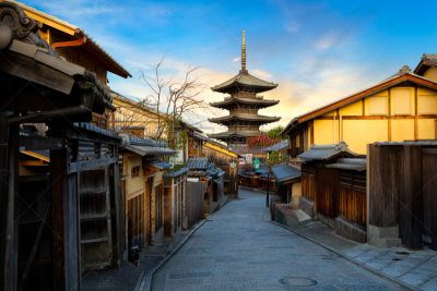 八坂塔,天空,京都府,禅宗,祗园,水平画幅,古老的,早晨,曙暮光,户外
