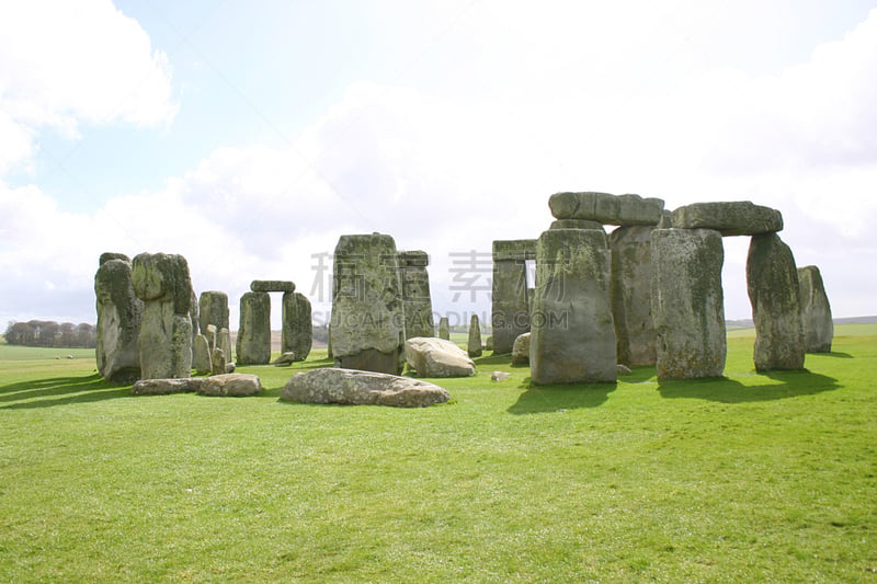 巨石阵,2001,千禧年,立石,纪念碑,天空,水平画幅,古老的,早晨,英格兰