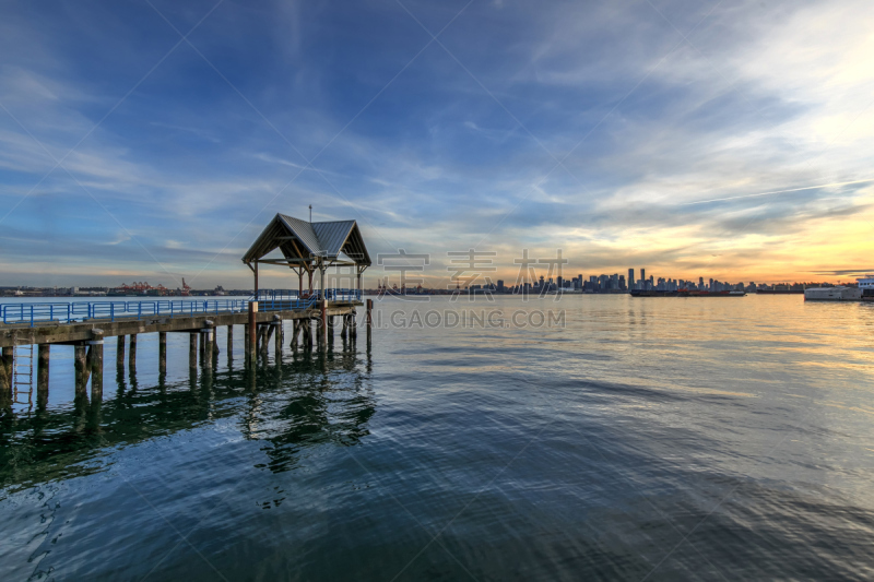 都市风景,加拿大,市区,公元前,温哥华,北温哥华,贝立德湾,水湾,水,天空