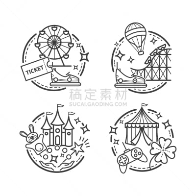 绘画插图,矢量,计算机图标,游乐园,轮廓,休闲活动,气球,商店,学校宴会,放焰火