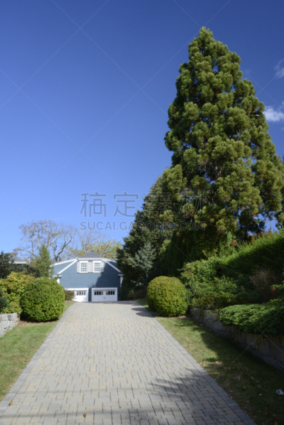 车道,砖,长的,垂直画幅,天空,式样,外立面,山,景观设计,无人
