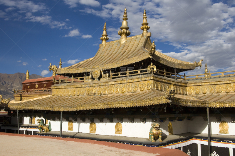 大昭寺,佛教,寺庙,修道院,水平画幅,建筑,无人,喜马拉雅山脉,户外,屋顶